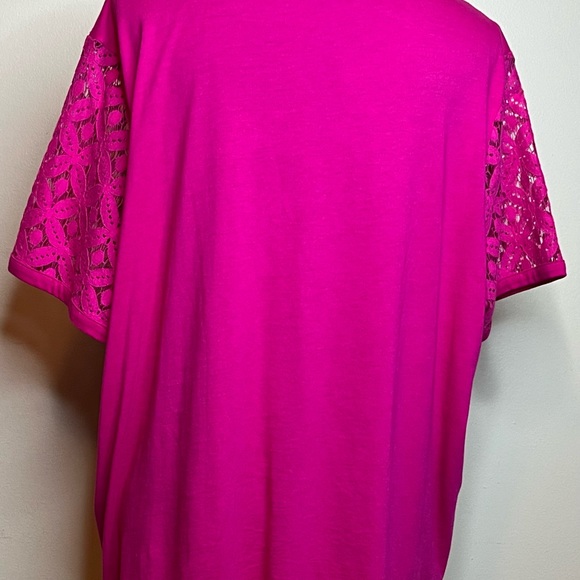 Jones New York Signature Woman 3X Fuschia Lined Lace Shirt - Picture 7 of 10